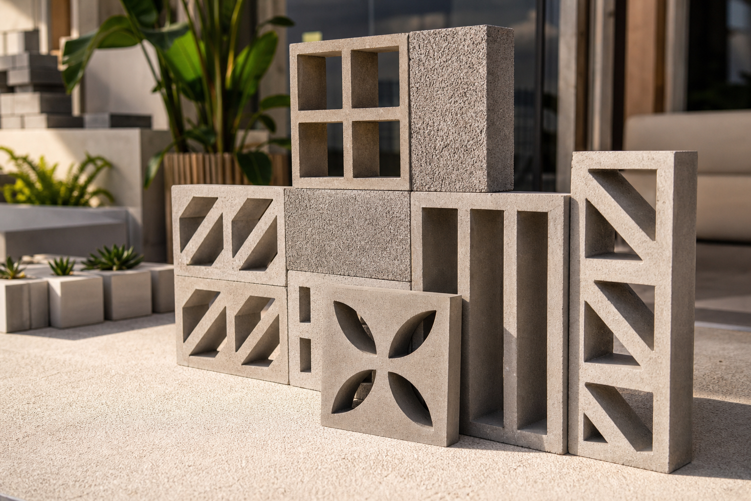 Blocs de béton décoratifs et écologiques pour la construction